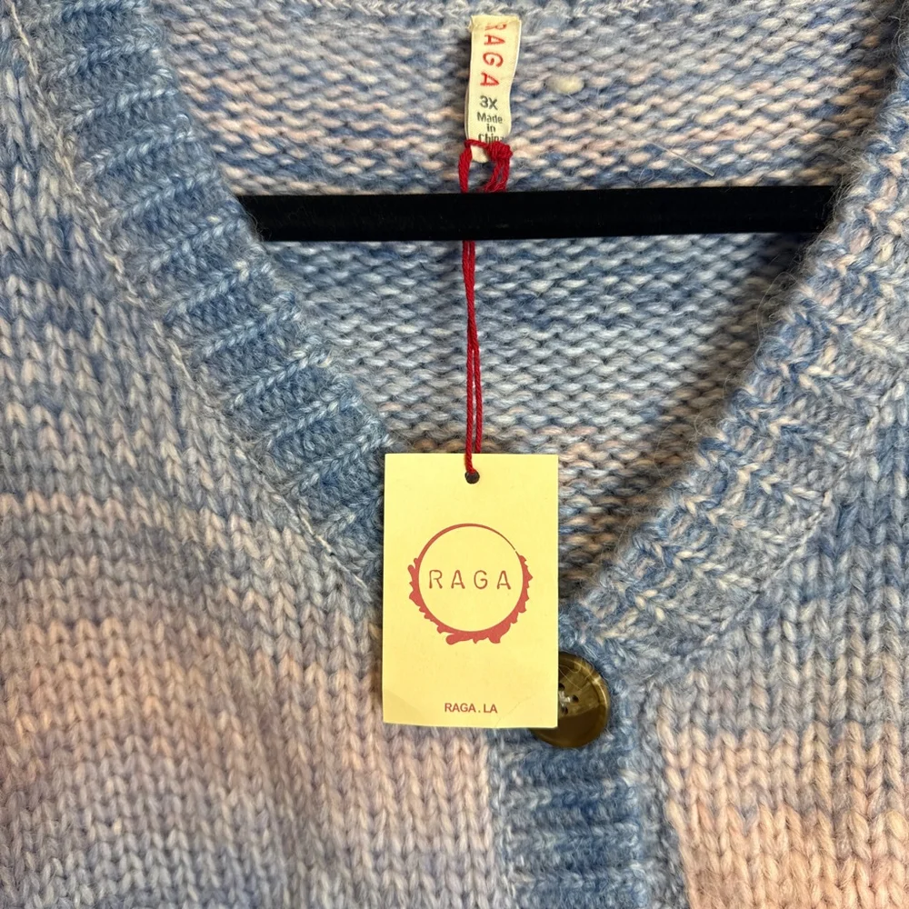 Women's Raga Blue Pink Ombre Knit Cardigan 3X - Picture 2 of 5